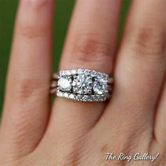 Diamond Wedding / Engagement Ring 925 SILVER #3 size 6,7,8,9,10 - Picture 5 of 8